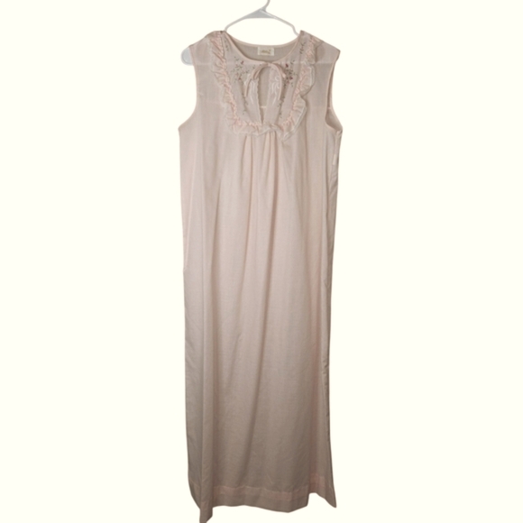 Millay 2 Pc. 70s Vintage Light Pink Nite Gown and Robe Set - Picture 6 of 7